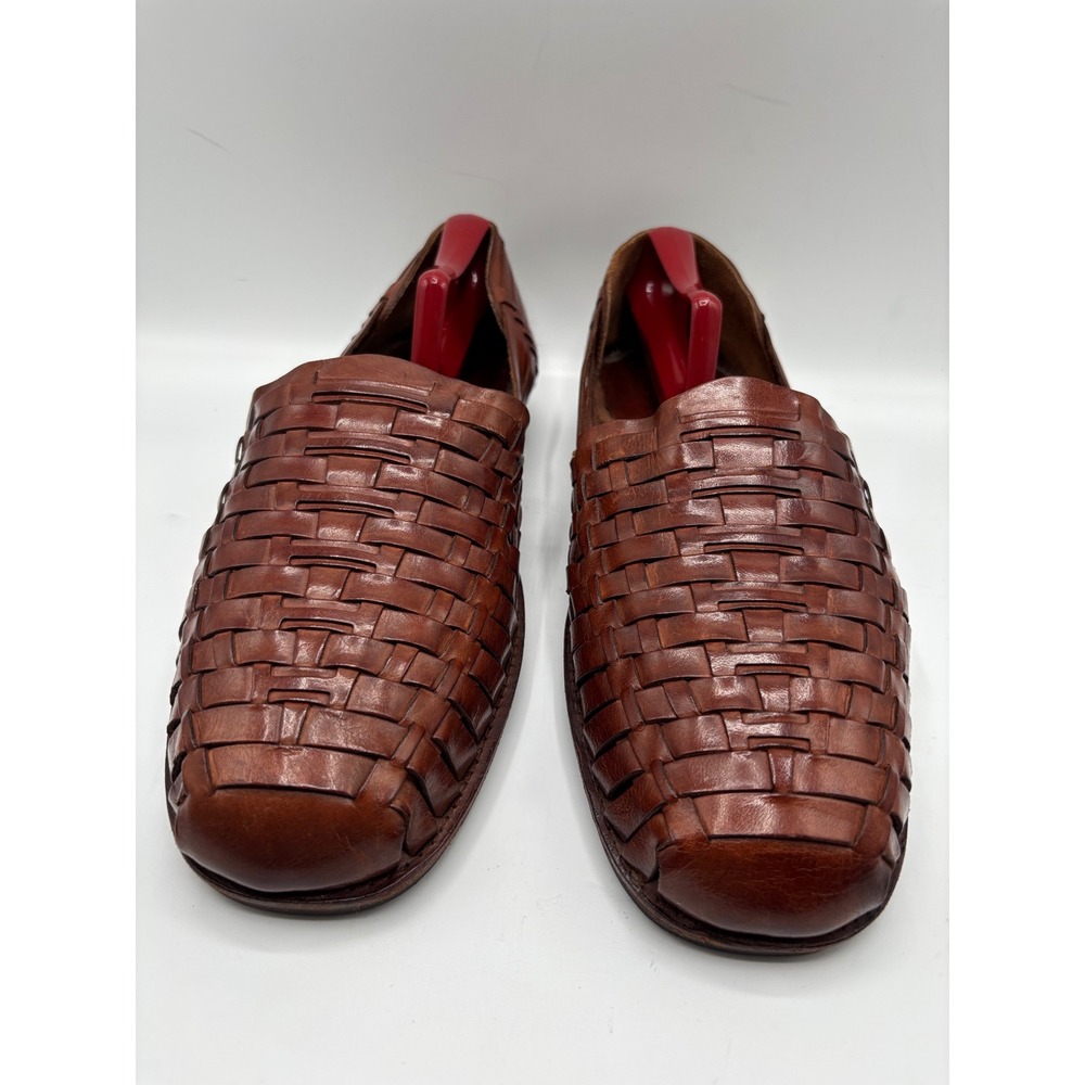 Nordstrom Handwoven Men's Brown Leather Huarache Woven Sandals Shoes Size 13 - Picture 3 of 16